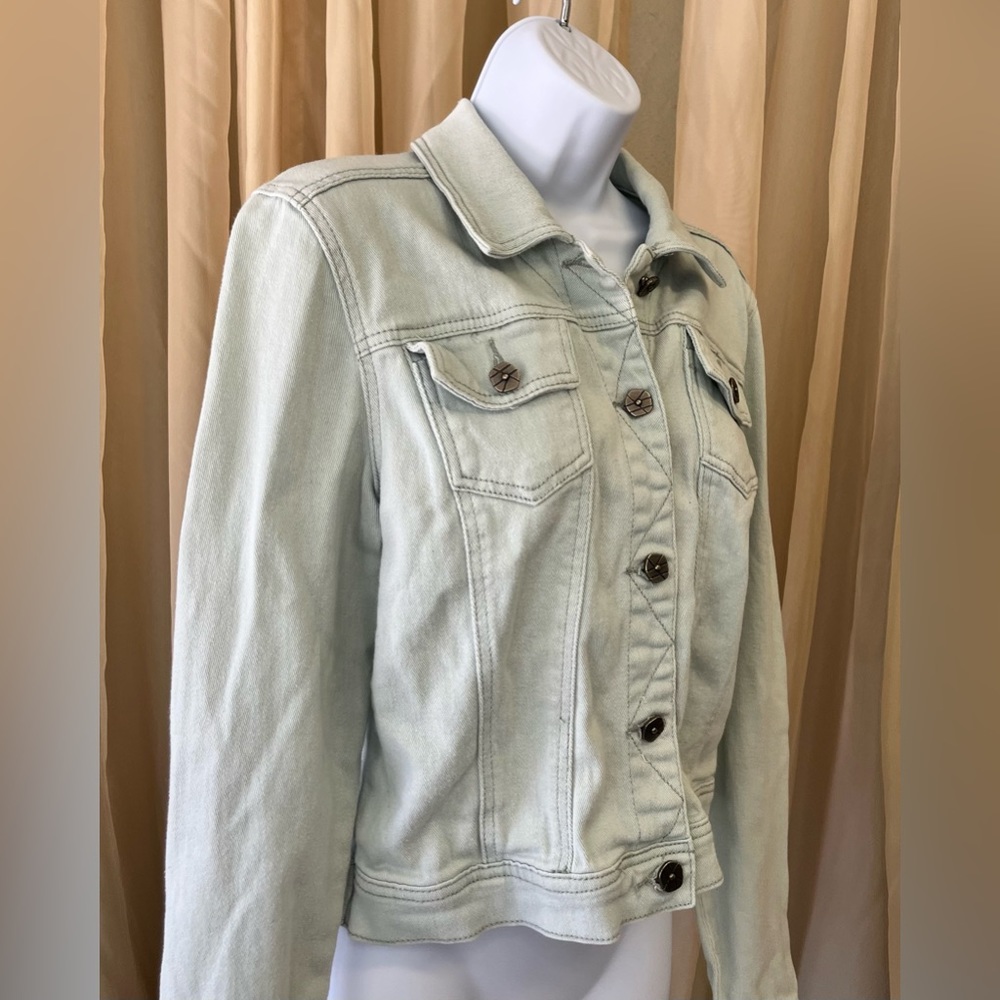 HOT KISS Pale Blue Denim Waist Length Jacket